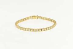 14K Yellow Gold Classic Squared Round Cut CZ Tennis Bracelet
