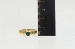 14K Yellow Gold Classic Round Syn. Emerald Solitaire Ring