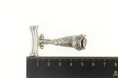 Sterling Silver 3D Stylized Elaborate Fish Drop Slide Pendant