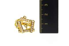 18K Yellow Gold 0.52 Ctw Retro Geometric Frame Statement Ring