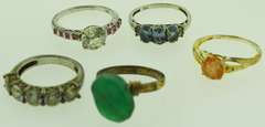 Sterling Silver Mixed Gemstone Ring Lot