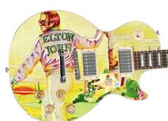Elton John Autographed Signed Yellow Brick Road Photo Guitar
