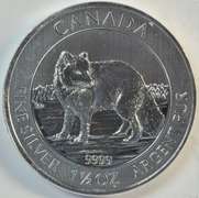 Superb Canada 2014 Arctic Fox Gem BU 1.5 oz pure Silver Coin