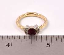 Ravishing Vintage Ruby and Diamond Ring in 14K Yellow Gold