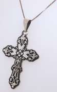 Vintage Sterling Silver Mexico Signed Cross Pendant on Chain