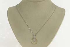 14K White Gold 0.50 Ctw Diamond Cluster Circle Drop Ring Necklace