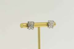 10K White Gold 0.20 Ctw Diamond Knot Twist Atom Stud Earrings