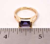 Precious Purple Gemstone and Diamond Ring in 14K Yellow Gold