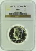 1964-P Rare Accented Hair Kennedy Silver Half Dollar NGC PF67