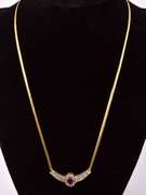Elegant Ruby and Diamond Pendant Necklace in 18K Yellow Gold