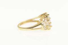 14K Yellow Gold Ornate Marquise Cluster CZ Statement Band Ring