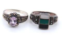 Vintage Sterling Silver Lot of 2 Gemstone Rings