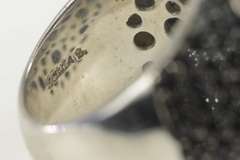 Sterling Silver Pave White & Black Cubic Zirconia Domed Ring