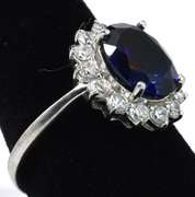 Sapphire And CZ Sterling Silver Ring