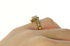 14K Yellow Gold 0.34 Ctw Marquise Diamond Bypass Engagement Ring
