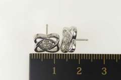 10K White Gold 0.20 Ctw Diamond Knot Twist Atom Stud Earrings