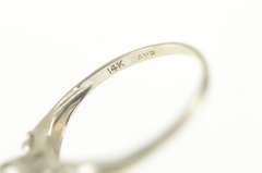 14K White Gold Retro Diamond Inset Squared Classic Promise Ring