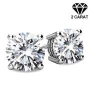 (CERTIFICATE REPORT) 2.00 CT MOISSANITE (D COLOR/VVS) PT900 EARRINGS STUD