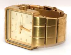 Nixon Quatro Checker Dial Gold Ion-Plated Unisex Watch