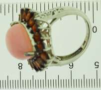 Sterling Silver Pear Shape Opal With Garnet Ring