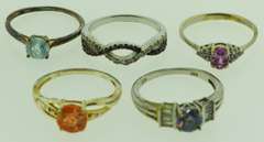 Sterling Silver Mixed Gemstone Ring Lot