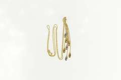 14K Yellow Gold Tri Tone Pear Tear Drop Dangle Fringe Chain Necklace