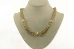 14K Yellow Gold Two Tone Draped Layered Chain Statement Necklace