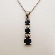 14kt Gold, Blue Sapphire, & Diamond Pendant Necklace