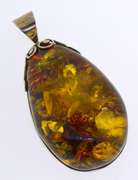 Sterling Silver Large Amber Color Pendant