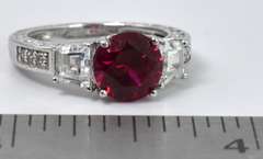 Sterling Silver Ruby and CZ Ring