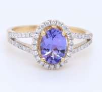 14kt Yellow Gold, Tanzanite, & Diamond Ring