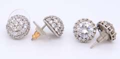 Pair of two Cubic Zirconia Sterling Silver Earrings