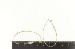 14K Yellow Gold Pearl Beaded Oval Spiral Accent Hoop Earrings