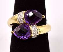 Elegant Amethyst and Diamond Ring in 14K Yellow Gold