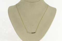 14K Yellow Gold 0.15 Ctw Diamond Curved Bar Statement Necklace