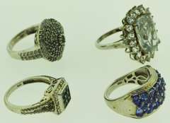 Sterling Silver Mixed Gemstone Rings Lot