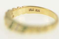 14K Yellow Gold Emerald Diamond Striped Wedding Band Ring