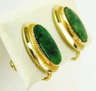 Vintage Gold-Filled Green Jade Screwback Earrings