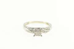 10K White Gold Pave Diamond Square Cluster Engagement Ring