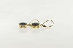 14K Yellow Gold Black Onyx Dangle Octagonal Dangle Lever Earrings