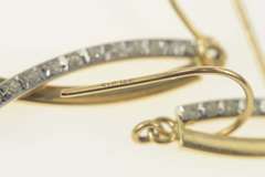 14K Yellow Gold Pearl Two Tone Curvy Criss Cross Dangle Earrings