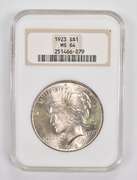 MS64 1923 Peace Silver Dollar - Graded NGC