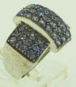 Sterling Silver Wide blue Crystal Ring