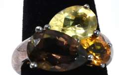 Silver Ring With Quartz And Citrine
