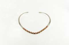 Sterling Silver Oval Agate Cabochon Inlay Statement Collar Necklace