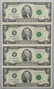 Sheet of 4 Uncut 1999 $2 Atlanta Fed Reserve Notes