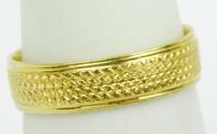14K Yellow Gold Carved Band, Size 7