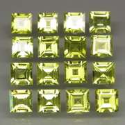 Princess cut Unheated! 5.73ct Peridot set