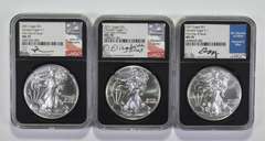 (3) MS70 2021 American Silver Eagle Heraldic T-1 - FDOI - Signed - NGC