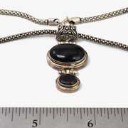 Onyx Cabochon And Garnet Gemstone Necklace